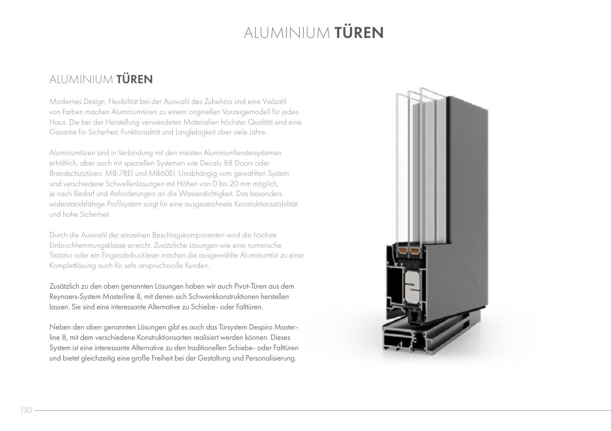 Aluminium-Türen – Abbildung aus dem Produktkatalog