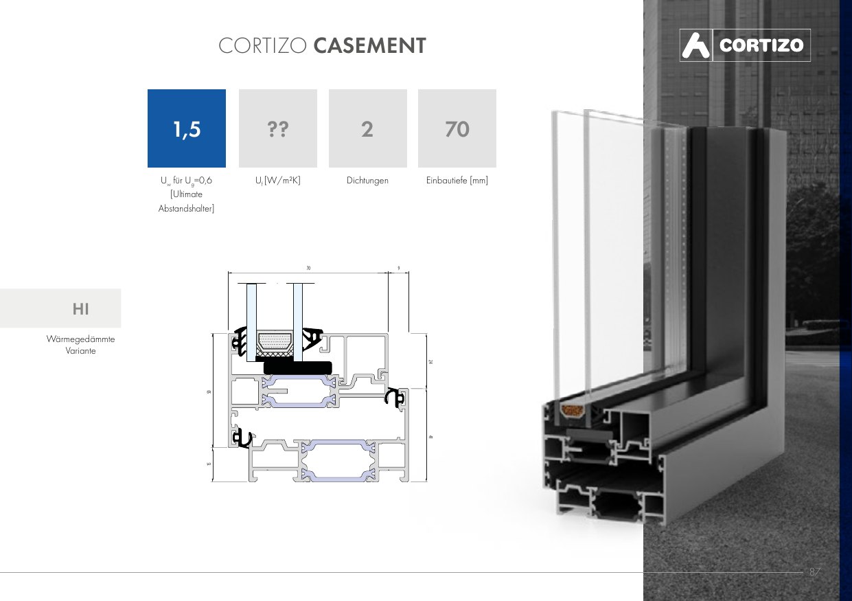 Cortizo Casement – Abbildung aus dem Produktkatalog