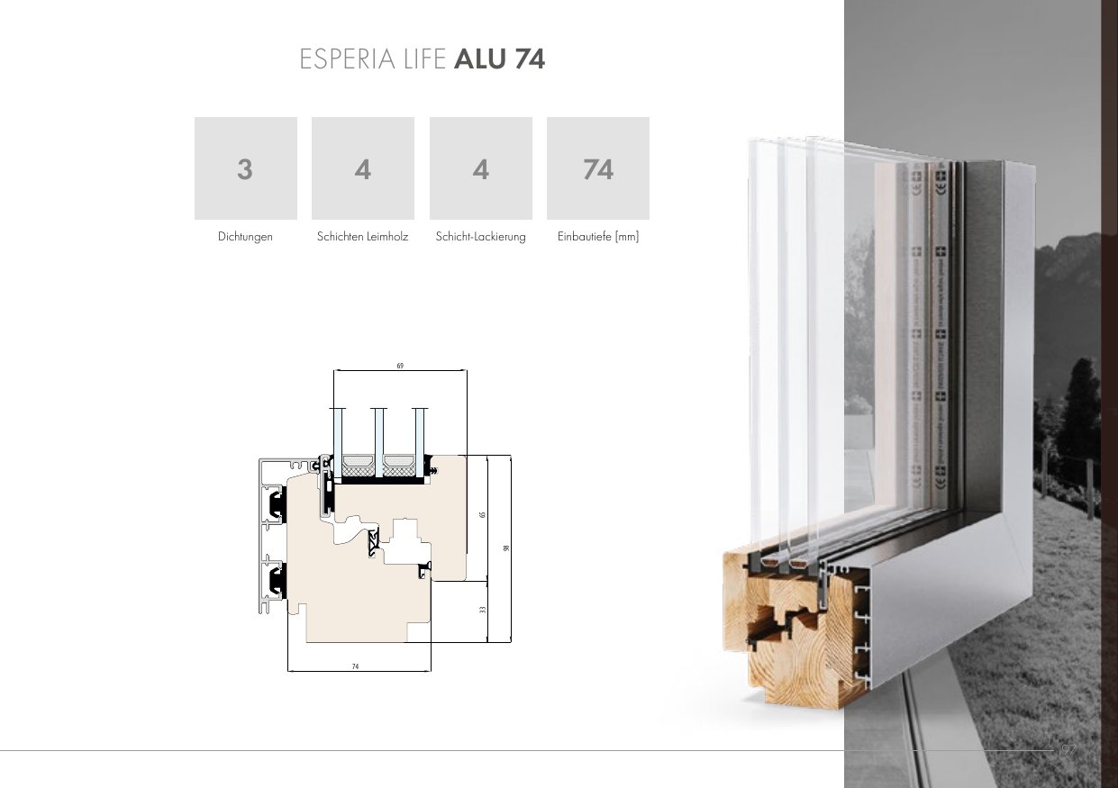 Esperia Life Alu 74 – Abbildung aus dem Produktkatalog
