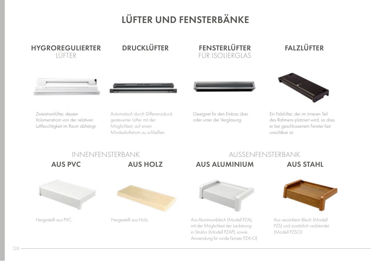 Fensterbänke & Zubehör – Abbildung aus dem Produktkatalog