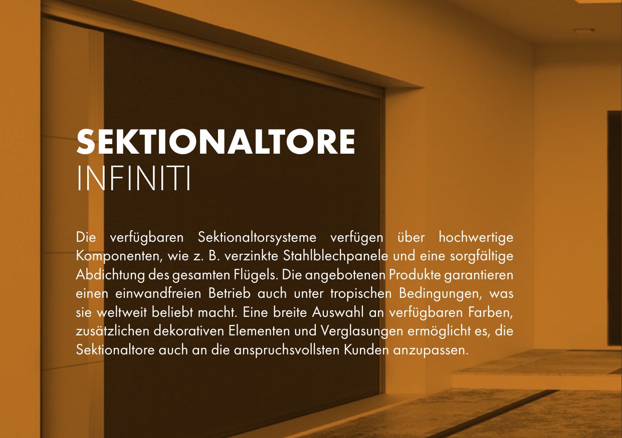 INFINITI Sektionaltore – Abbildung aus dem Produktkatalog
