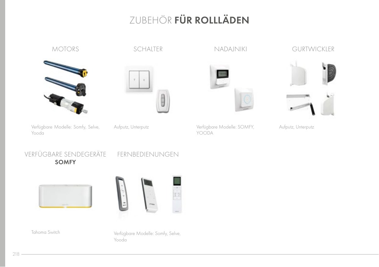 Rollladen- und Smart-Home-Zubehör – Abbildung aus dem Produktkatalog